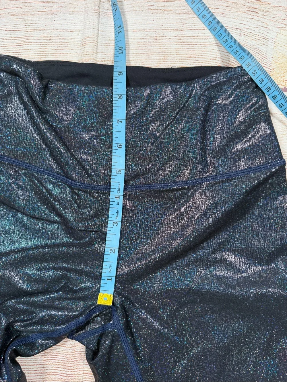 High-Waist Black‎ Iridescent Sparkly Glitter Mermaid Leggings
